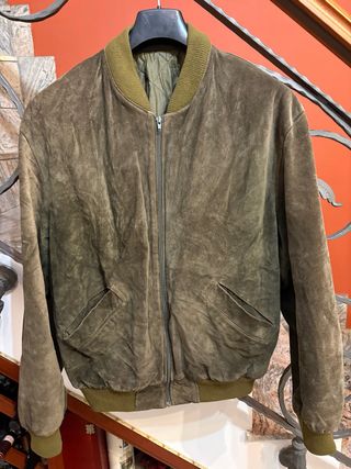 Giubbino bomber in vera pelle scamosciata vintage