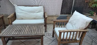 Conjunto Terraza Teca: Sofá, Mesas y sillones