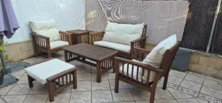 Conjunto Terraza Teca: Sofá, Mesas y sillones