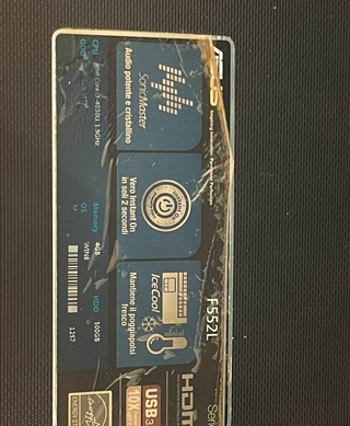 Asus F552L Intel i3 Nvidia 820M 4GB RAM 500GB HDD