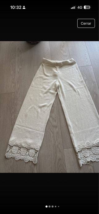 Pantalón Zara guipur beige
