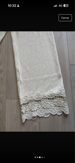 Pantalón Zara guipur beige