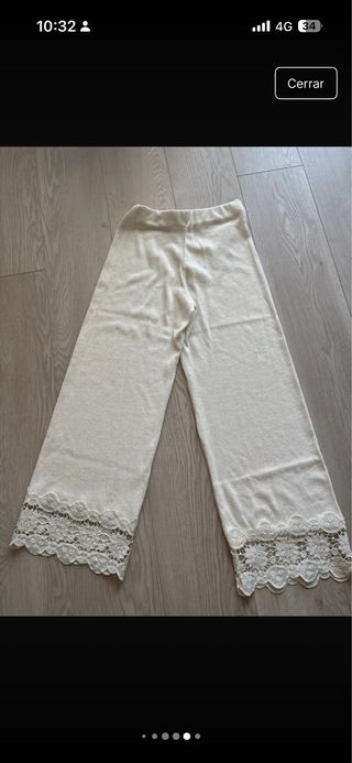 Pantalón Zara guipur beige