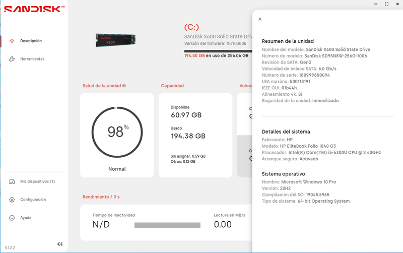Disco duro SanDisk SSD X600 SATA M.2 2280 256GB afbeelding 5