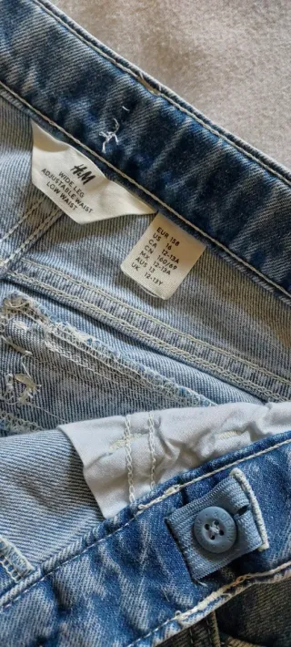 Calças Cargo Wide Leg H&M Azul 12-13A