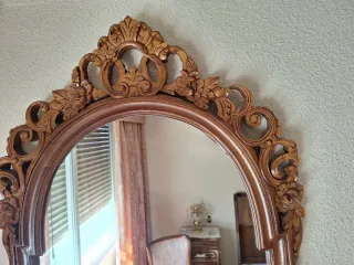 Espejo antiguo madera maciza tallada