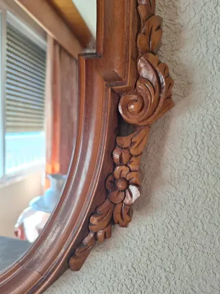 Espejo antiguo madera maciza tallada