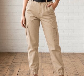 Pantalones cargo beige mujer sin estrenar