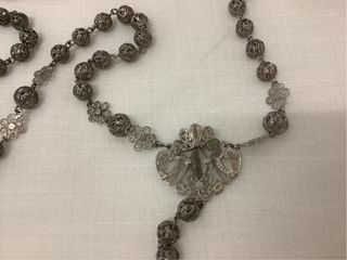 Antiguo Rosario Plata Filigrana