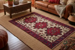 Tappeto Kilim Persiano Vintage Beige Rosso
