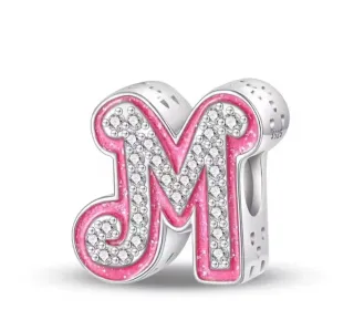 Charm Pandora Letra M Rosa y Plata