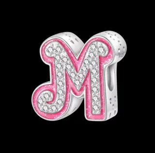 Charm Pandora Letra M Rosa y Plata