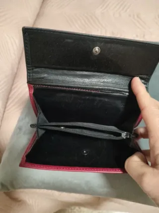 Monedero Piel Bosanova Negro y Rojo