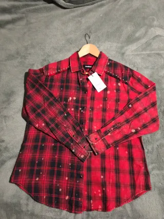 Camisa Desigual cuadros roja y negra