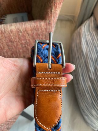 Cinturón trenzado de cuero y tela