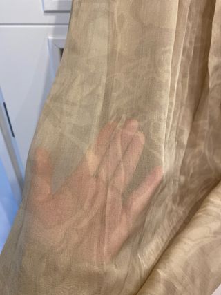 Vestido de ceremonia beige y dorado tres capas fal