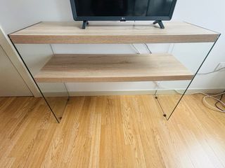 Mueble recibidor aparador consola madera y cristal