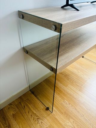 Mueble recibidor aparador consola madera y cristal