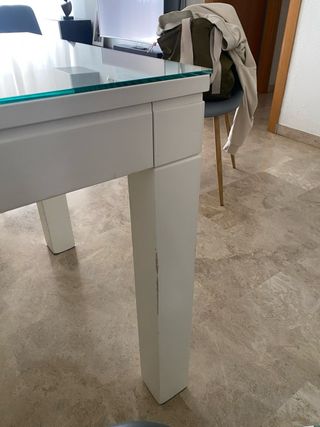 Mesa Comedor Blanca Madera Maciza Cristal