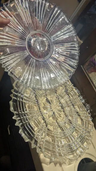 Set 2 Piatti Vetro Eleganti da Portata decorati