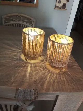 Lámparas de mesa yute y metal (2 unidades)