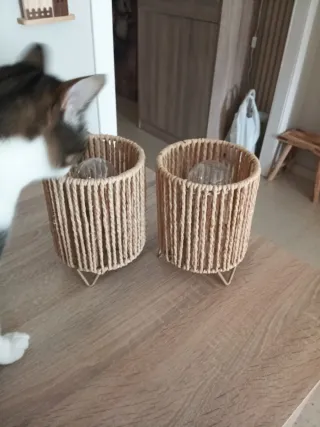 Lámparas de mesa yute y metal (2 unidades)