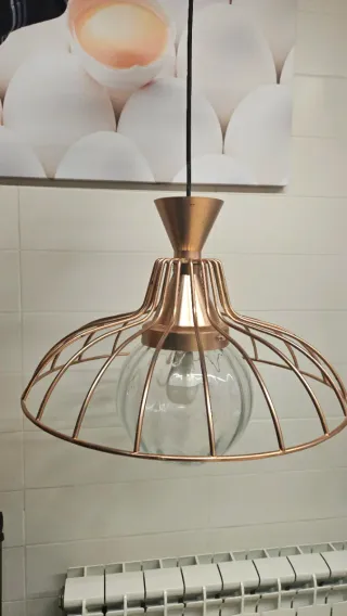 Lámpara colgante cobre y cristal