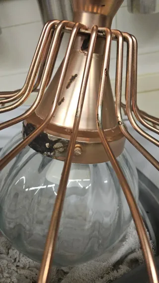 Lámpara colgante cobre y cristal