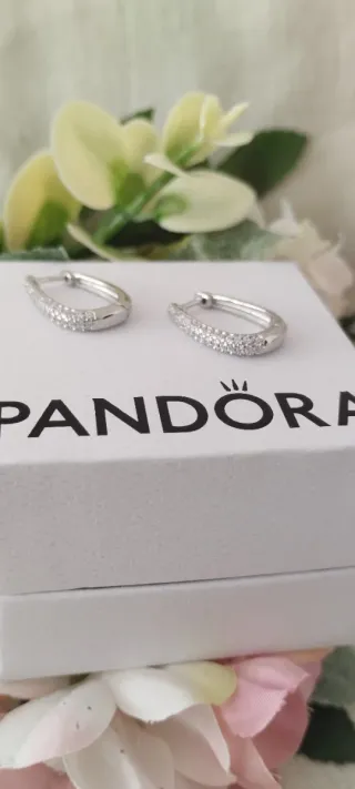 Pendientes Pandora Aro Brillantes Plata
