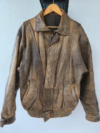 Cazadora de cuero vintage marrón