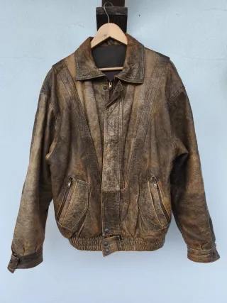 Cazadora de cuero vintage marrón