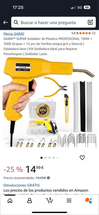 Soldador Plástico Profesional 100W + 1000 Grapas