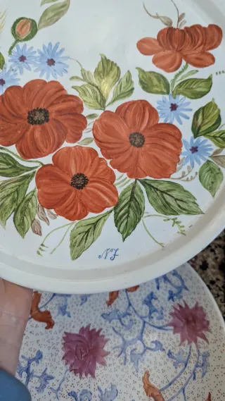 Set 4 piatti pizza decorati a mano in ceramica