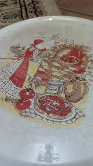 Set 4 piatti pizza decorati a mano in ceramica