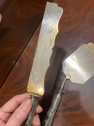 Juego antiguo Paletas Tarta Grabadas