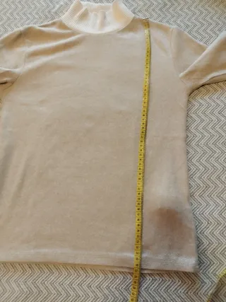 Jersey cuello alto beige y blanco Talla L