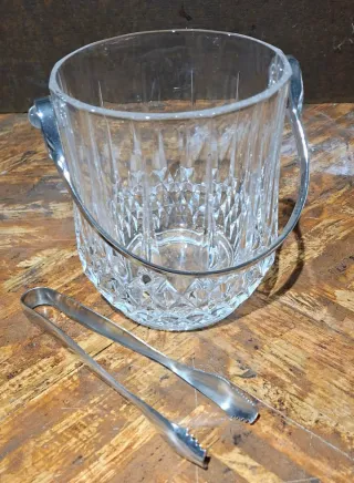 Secchiello porta ghiaccio cristallo con pinze