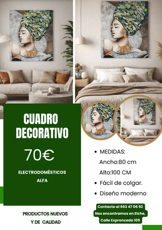 Cuadro Decorativo Mujer Africana 80x100cm