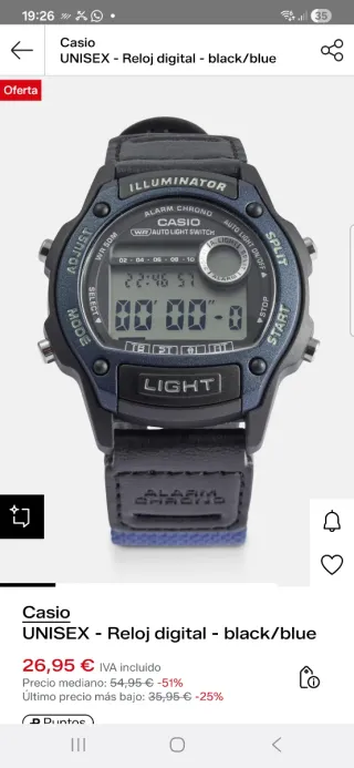 Reloj Casio Illuminator WR 50M