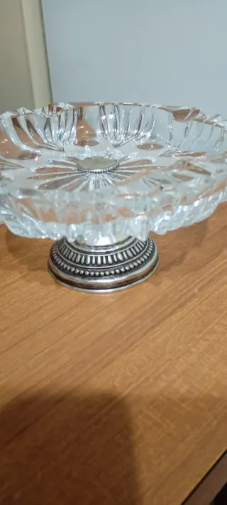 Posacenere cristallo e argento 800