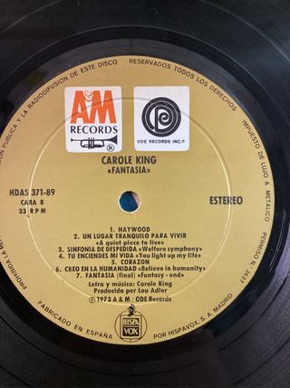 Carole King Fantasia LP Vinilo