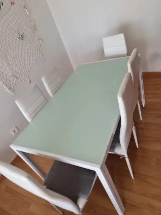 Mesa comedor cristal con 6 sillas