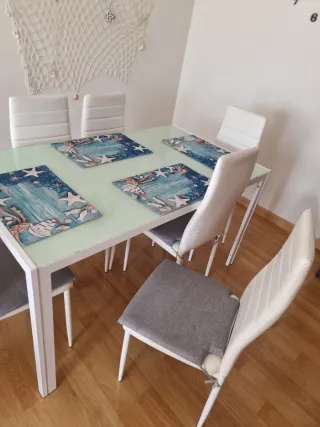 Mesa comedor cristal con 6 sillas