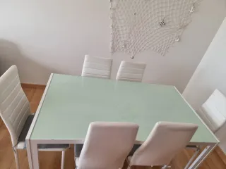Mesa comedor cristal con 6 sillas