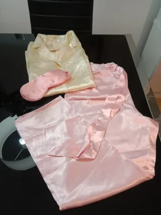 Pijama Satén Rosa y Amarillo Talla XL