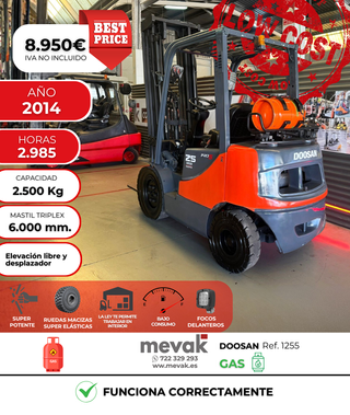 CARRETILLA ELEVADORA GAS 2500 KG SEGUNDA MANO