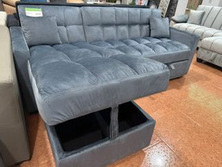 Sofá Cama Gris 210cm + Cojines