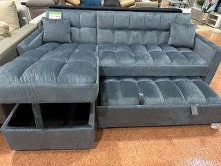 Sofá Cama Gris 210cm + Cojines