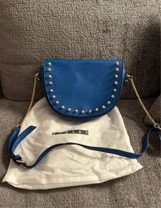 Borsetta Sisley Blu con borchie dorate