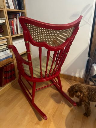 Silla mecedora antigua madera y ratán